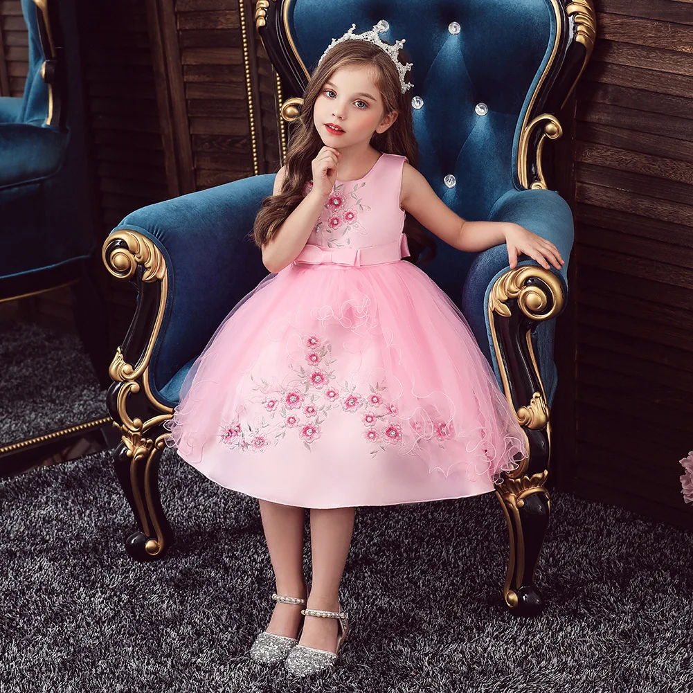 

Recomend Hot Children Winter Sweet Flower Girl Performance Catwalk Dress Embroidered Irregular Fluffy Skirt, Pink,yellow,red,purple,blue