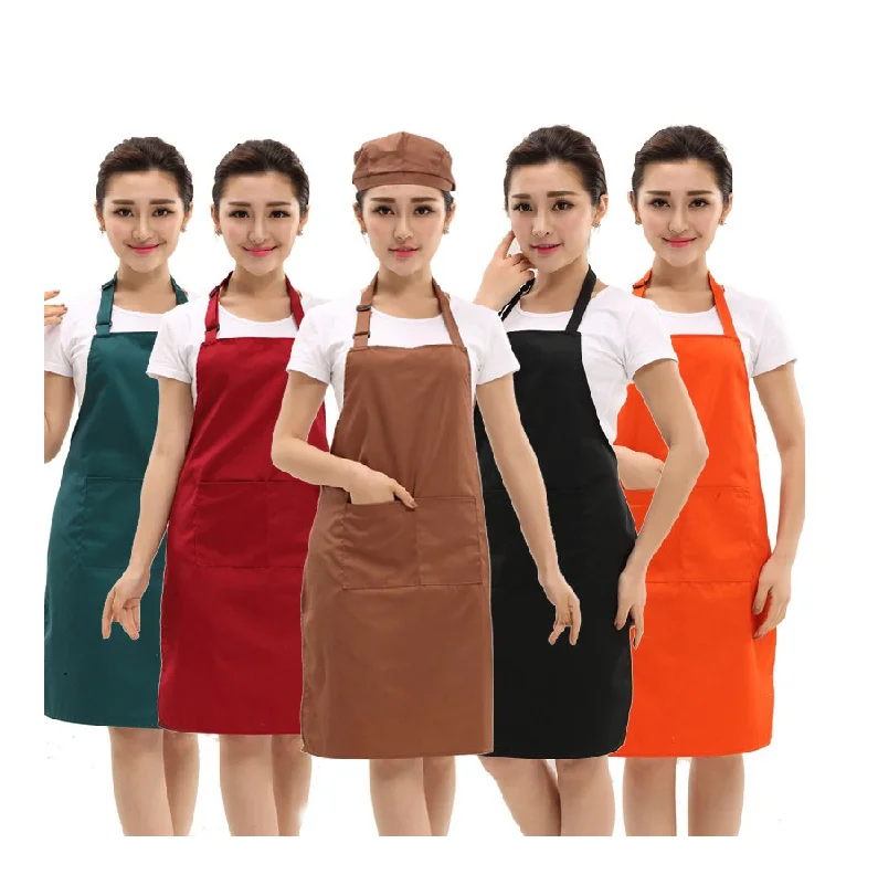 

Wholesale Custom Logo Cotton Polyester Waterproof Chef Cooking Aprons For Cafe Restaurants Kitchen Apron, Custom made