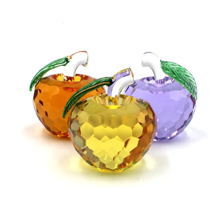 

Elegant pink amber purple crystal glass apple gift Crystal Apple For Creative Valentine Day Gift