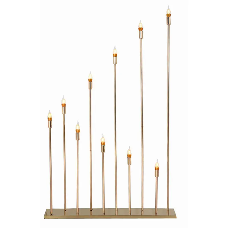 

10arms Golden Reed Led Lights Wedding Props Party Decoration Electronic Candlestick Holder Metal Candleholders Centerpieces