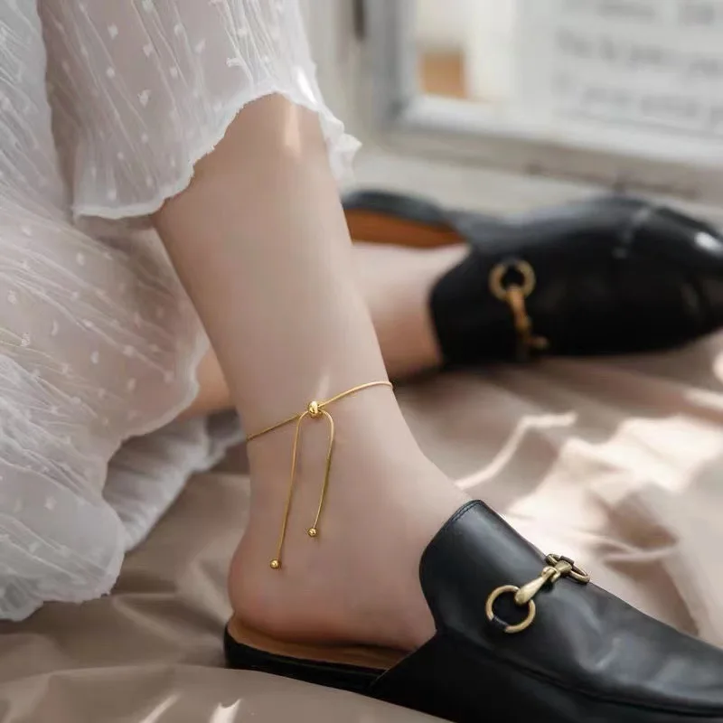

fashion trendy chain gold plated titanium steel anklet
