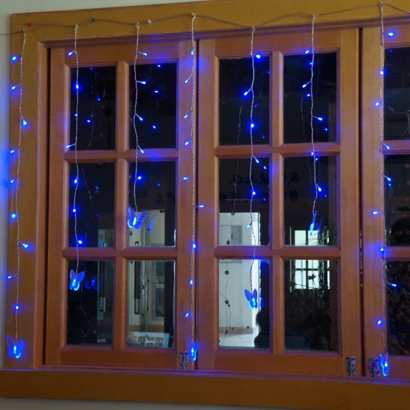 Evermore Eco friendly  Most Popular Custom butterfly christmas blue LED curtain wall lights