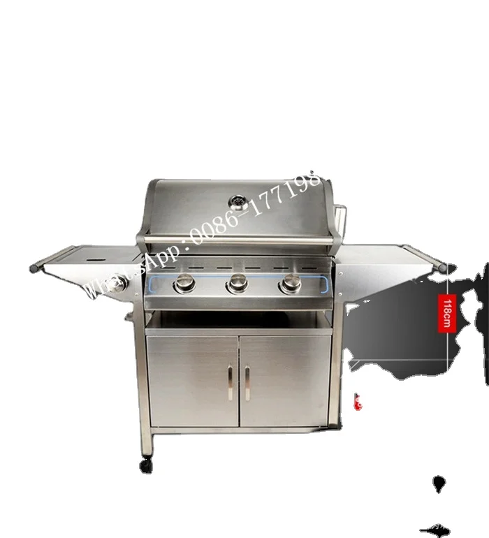 

Outdoor Barbecue Pits Charcoal Bbq Grill with Fan Grilling Accessories Stainless Steel Folding Ce Flame Safety Device, Sliver