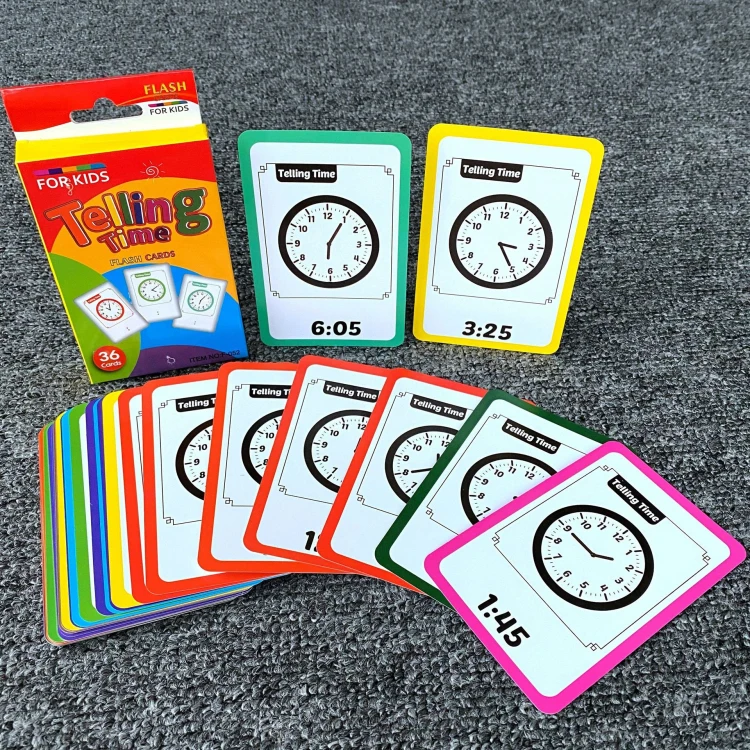 

8 styles time Children's color shape animal English educational flash cards printing cardboard paper flash cards for toddlers