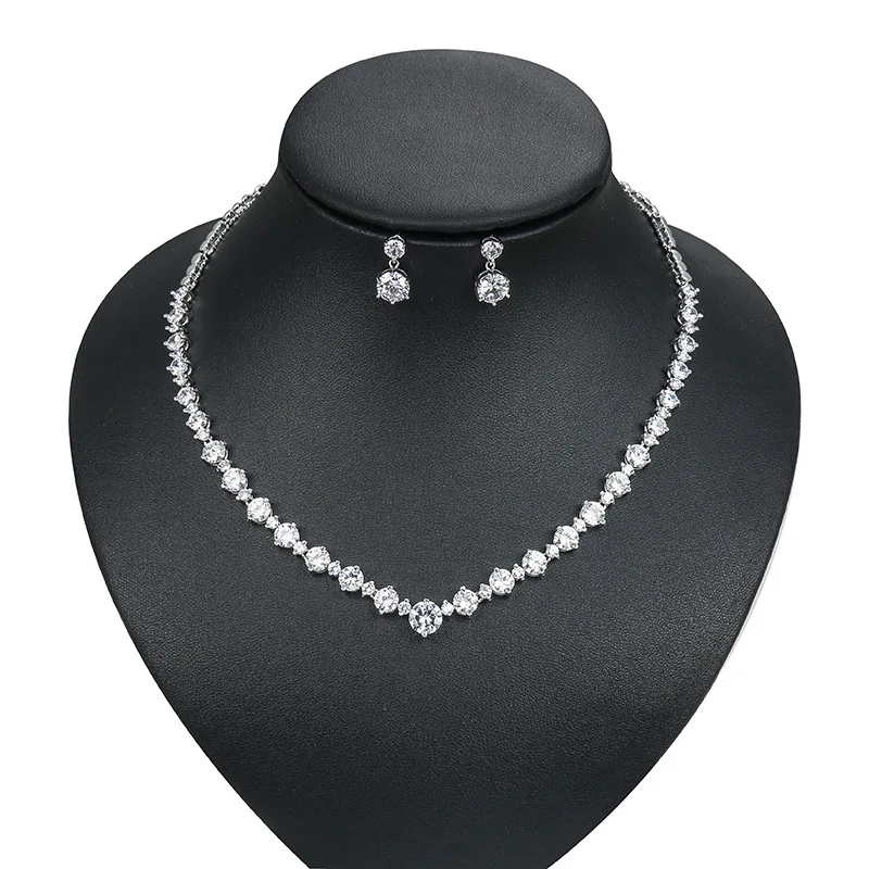 

Wholesale elegant bridal jewelry set AAA round cubic zircon gorgeous women's party fancy wedding jewelry sets
