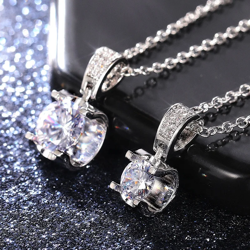 

Fashion Pendant Necklace for Women Retro Vintage Classic Silver Color Cubic Zircon Stone Wedding Jewelry Bridal Accessories, Picture