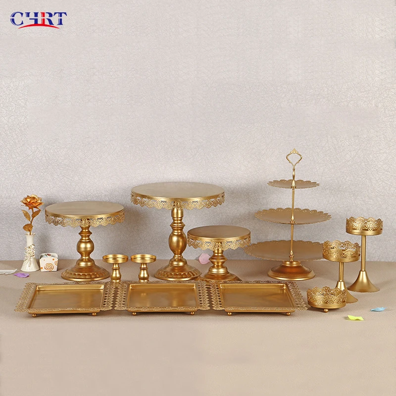 

CHRT Hot sale boda cake stands for wedding cakes soporte para torta cake stand set For Wedding,Birthday, Gold