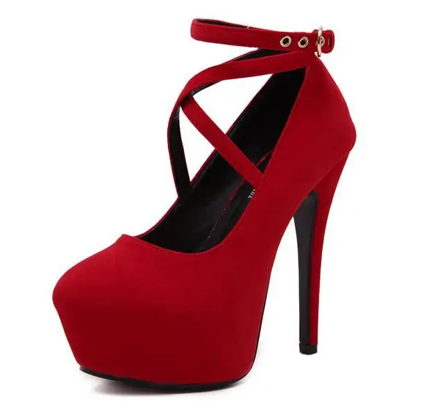 

Scarpe Donna Tacco Alto Sexy Women Chunky Platform Pump Club Ladies Red High Heels