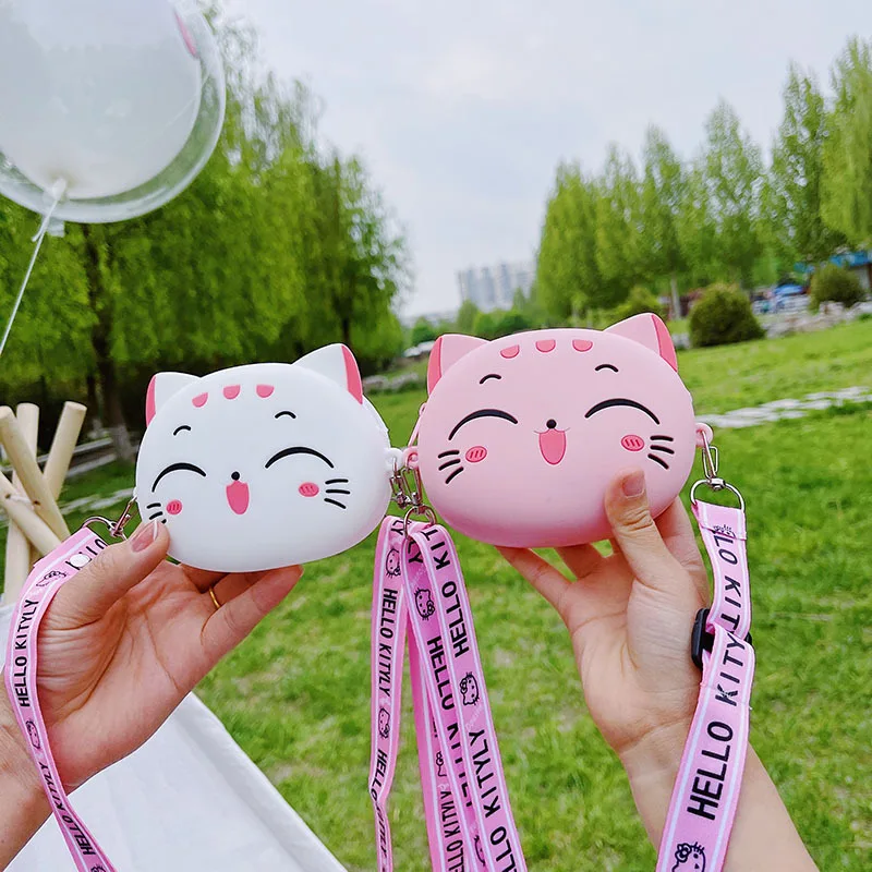 

Mini Coin Wallet Candy Color New silicone shoulder bag cute cat girl baby little girl purses handbags, Customizable