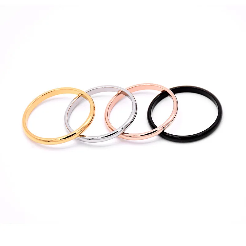 

Minimalist Stainless Steel 18K Rose Gold Plated Glossy Thin Hoop Finger Rings For Women, Rose gold,gold,silver,black