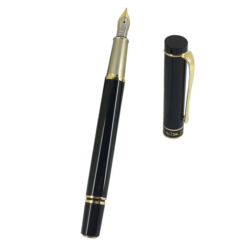 

ACMECN Stainless Steel Black Fountain Pen 0.5mm Writing Points Metal Slim Calligraphy Liquid ink Pen for School Students, Pms color