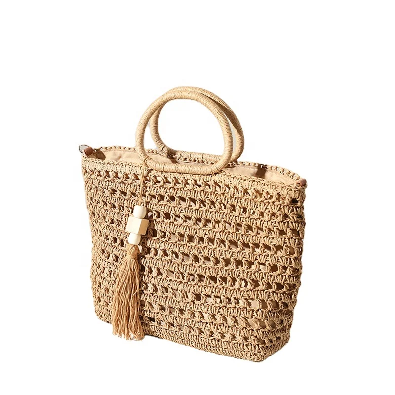 

Fashion casual handbag straw beach custom ladies tote single shoulder bag with tassel, Customizable