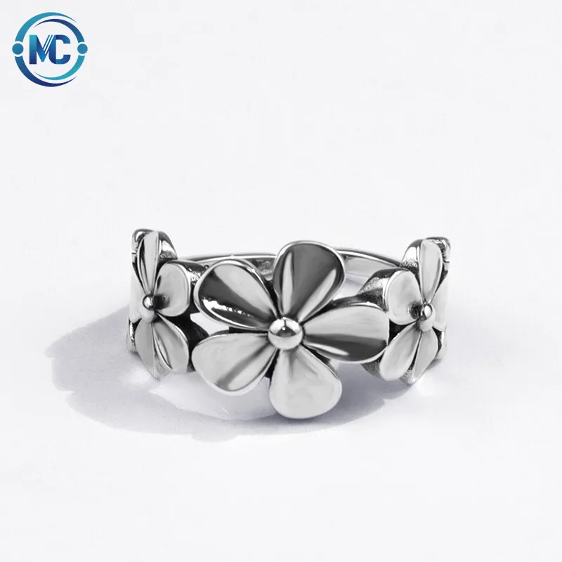 

2021 Simple Retro Design Open Flower Jewelry Rings For Women, As the picture