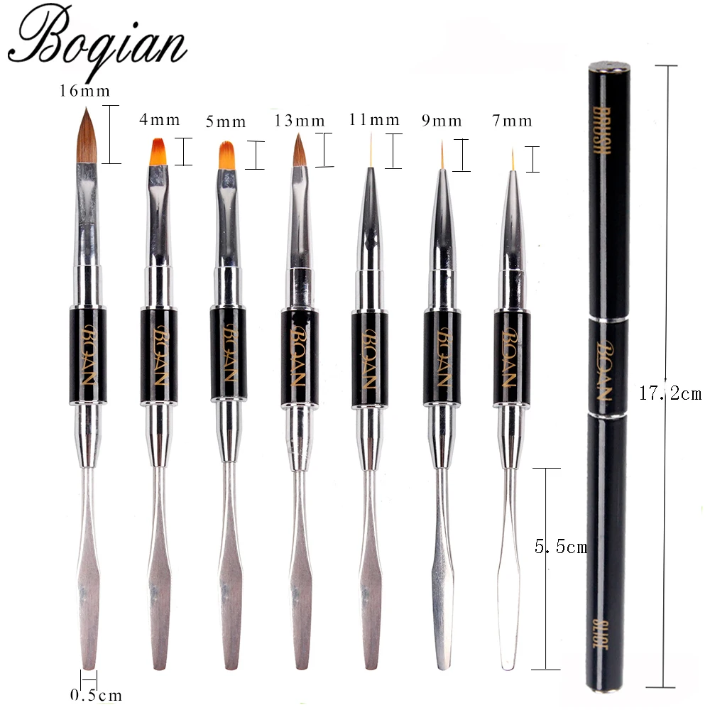 

BQAN 1 Pcs Gel Nail Brush Double End Metal Handle nail brush For Nail Tips Extension Building