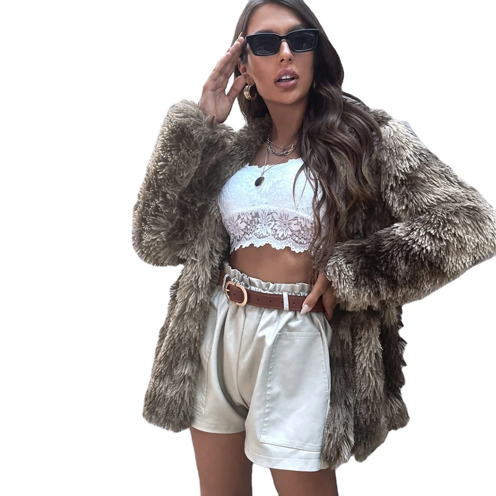 

Wholesale 2022 Drop Shipping Shopify Women's Coat Double-sided Plush Coat Elegant Long Fur Shell Cotton Lining Cotton Filling
