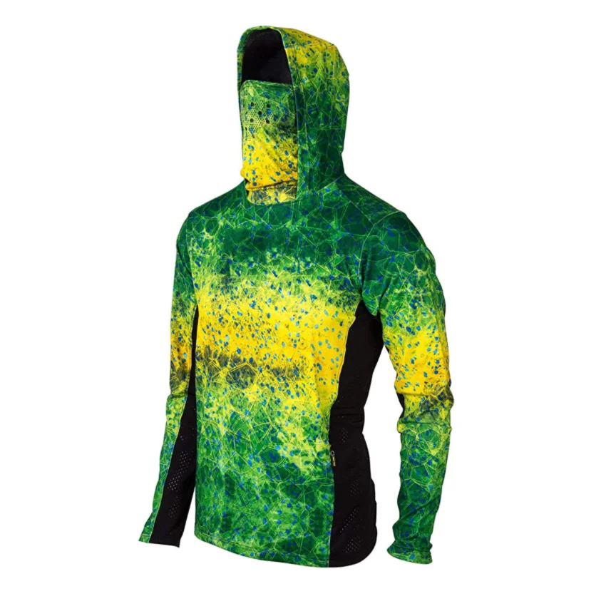 

Custom uv long sleeve spf fabric hooded performance sublimation fly fishing shirt jersey mens