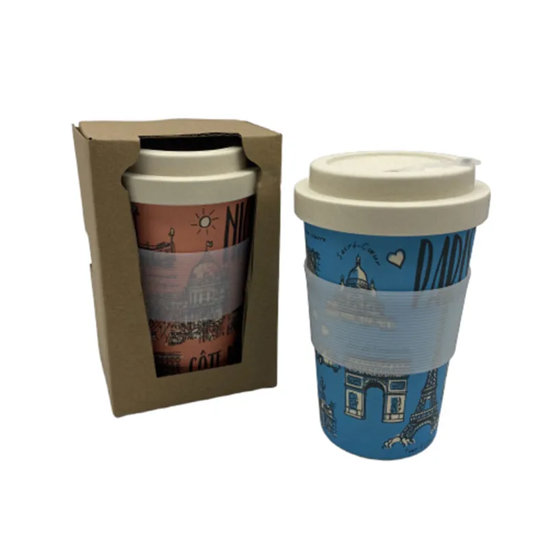 

wholesale eco friendly keep takeaway bamboo fiber reusable coffee cup with bamboo lid, Customized