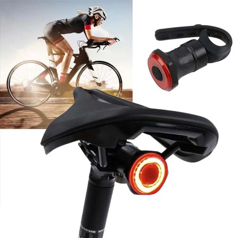 

Smart Induction USB Charging Cycling Sensor Light Road Bike MTB Rear Warning Safety LED Lamp Night Bicycle Auto Brake Tail Light