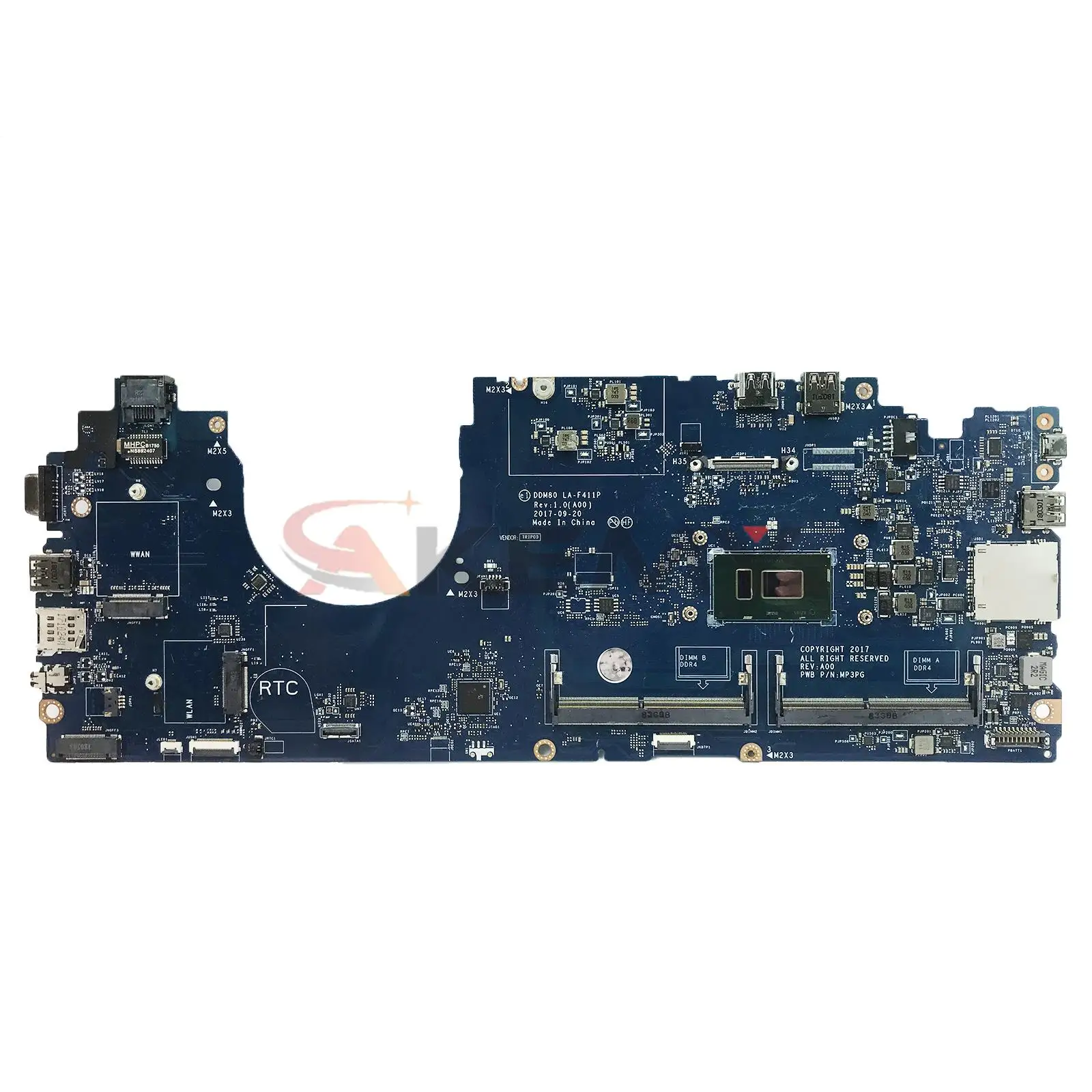 

CN-04H855 0XPMY5 For Dell Latitude 15 5590 Laptop Motherboard DDM80 LA-F411P Mainboard w/ i3 i5 i7 7th Gen or 8th Gen CPU
