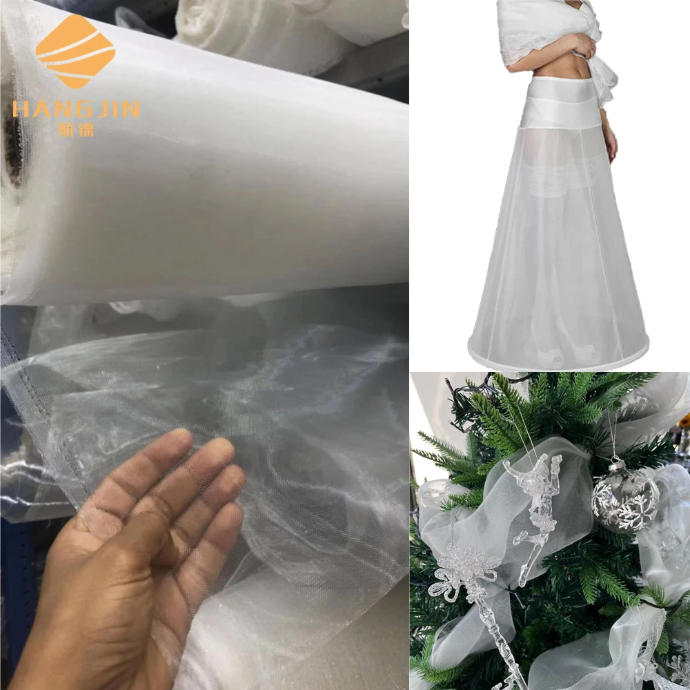 

40D Nylon Hard Net Tulle Mesh Fabric Stiff Net for Wedding Dress crinoline Lining support Hard mesh tulle