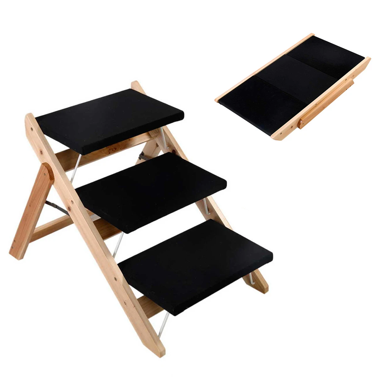 

folding 2-in-1 3 step dog ramp wood Pet Steps Stairs for sofa bed, Picture