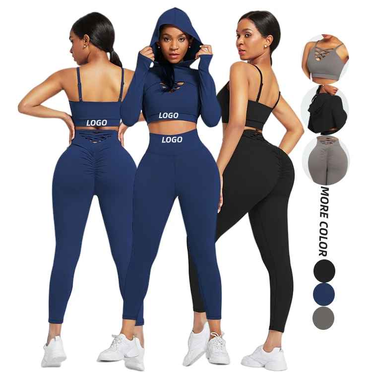 

Wholesale Yoga 2 Piece Bra Set Higg Waist Yoga Pants Athletic Yoga Set Sports