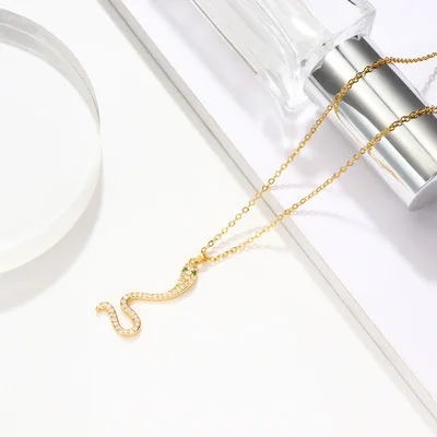 

European and American jewelry fashion trend snake-shaped pendant with micro diamonds retro necklace zodiac sign personalized, As photos