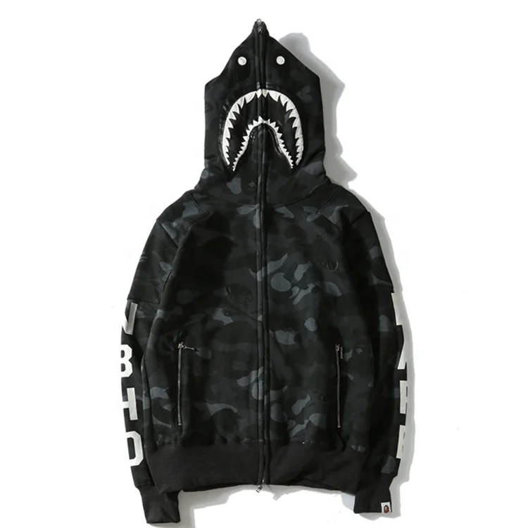 

Unisex Stickers Black Camouflage Zipper Hooded Sweater Bape Hoodie, Customized