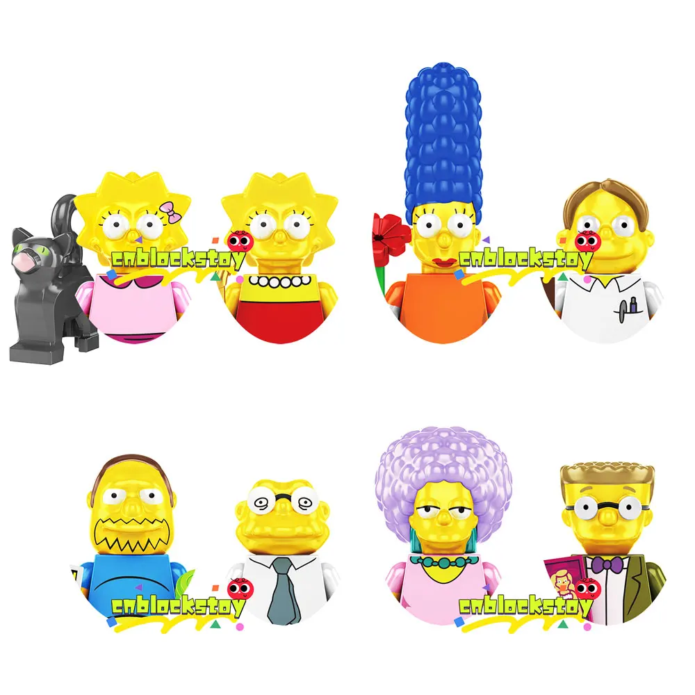 

Cartoon Movie The Simpson Family Marge Lisa Patty Smithers Block Figure Assembled Plastic Building Block Figure Kids Toy SP1016
