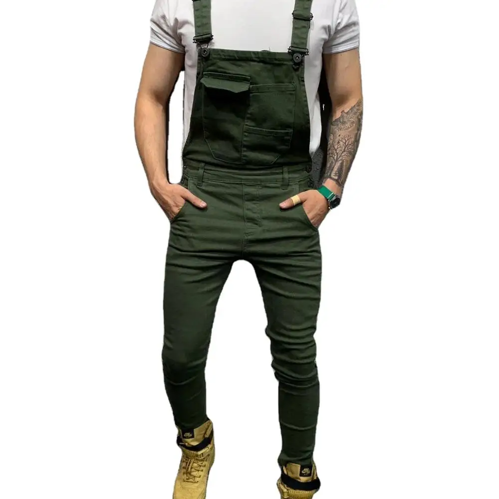 

New fashions for spring and fall Men's denim jumpsuits come in many colors temperament commuter