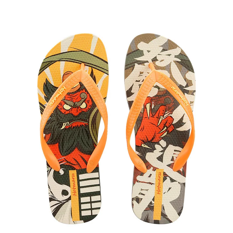

Hotmarzz flip flops Fashion comic print antiskid outdoor summer beach flip flops OEM custom slippers flip flops for men, Picture