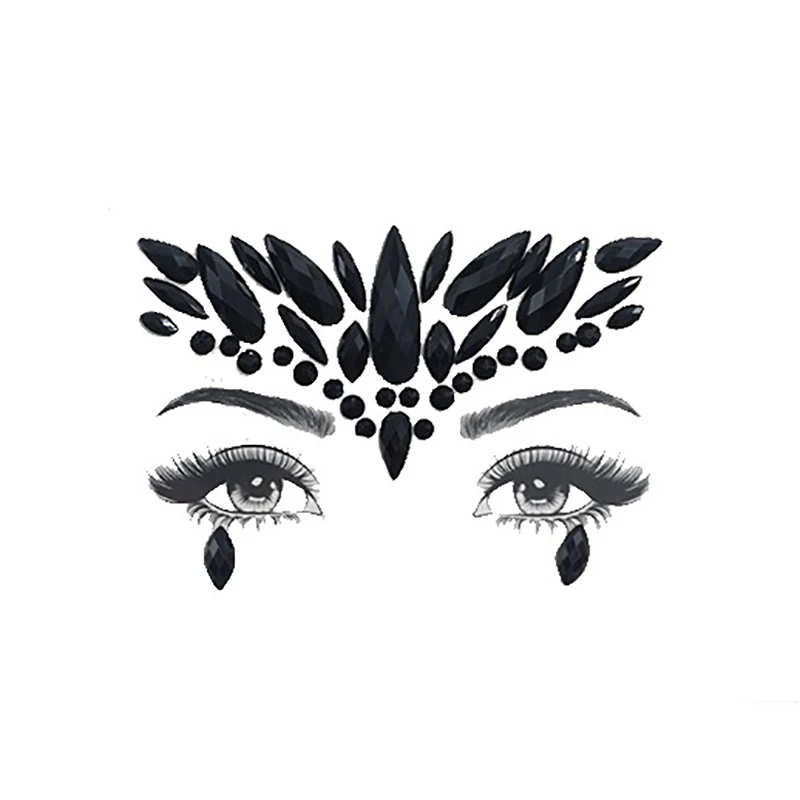 

Temporary face rhinestone adhesive fake tattoo sticker face gems for girls, Black