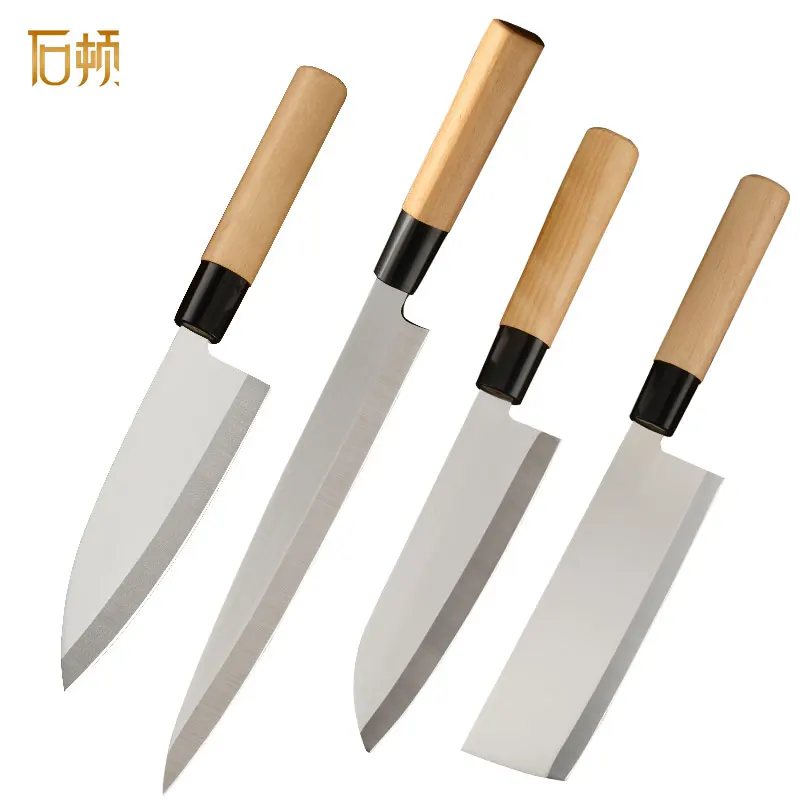 

Hot Selling Single Bevel Stainless Steel Wood Handle Kitchen Japanese Sushi Santoku Deba Nakiri Fish Filleting Sashimi Knife Set