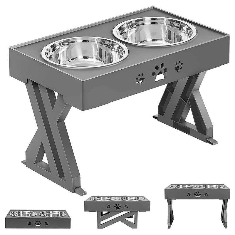 

luxury raised 2 stainless steel water double food bowls cat dog bowl with stand