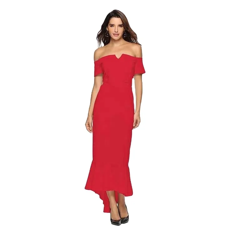 

Off shoulder black women prom mermaid dress