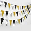 Party Gold silver triangle flag hanging ornaments flash golden baby birthday party pull flower wall decoration