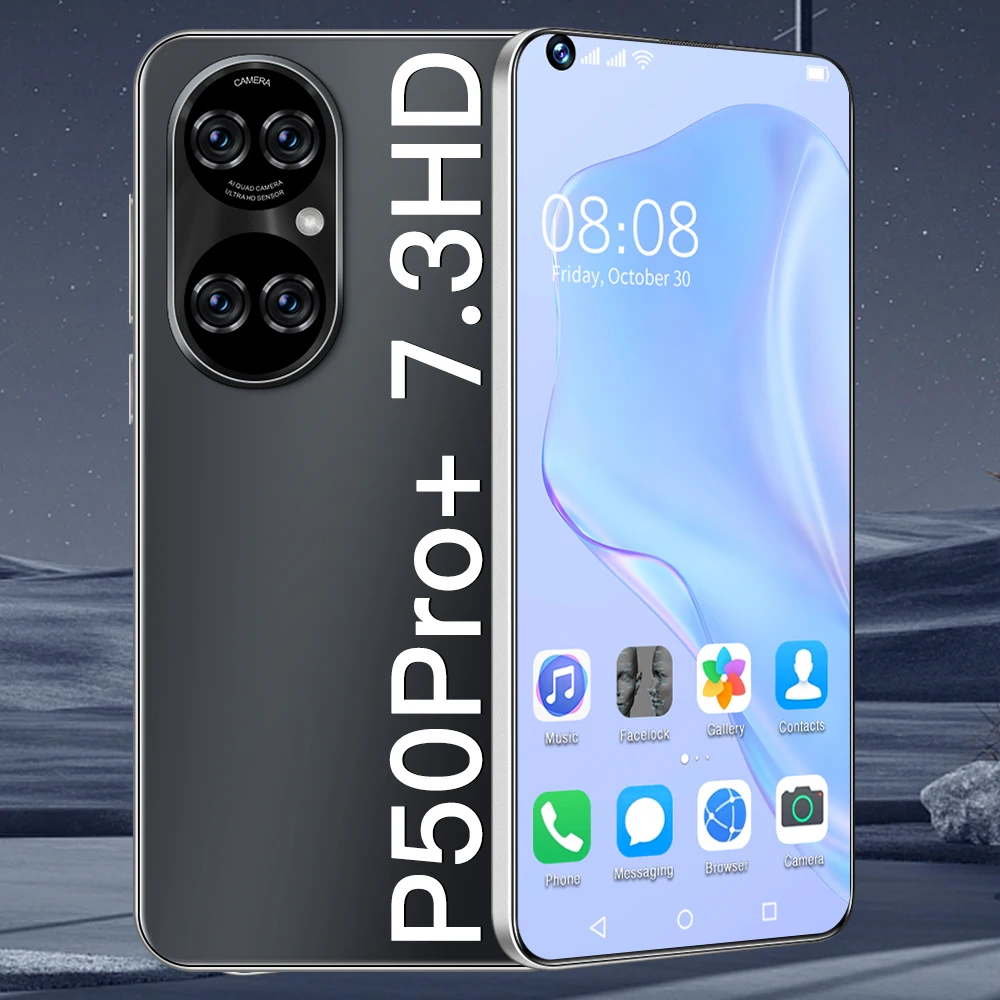 

2021 New P50Pro+ Unlocked Smartphone 3440x1440 10Core Android10.0 12GB + 512GB 5G Large Capacity Mobile Phone