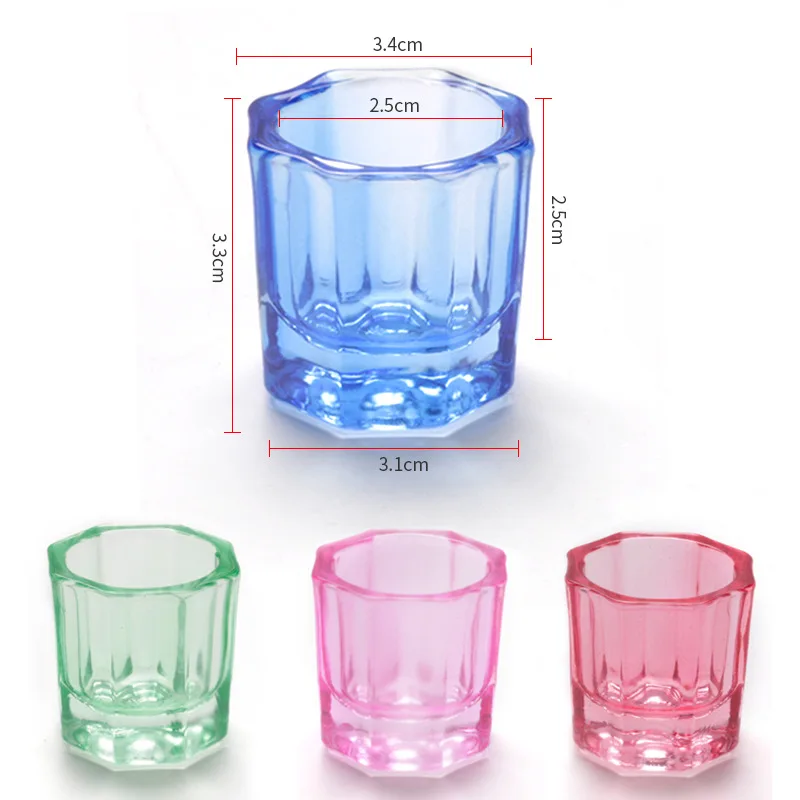 

Pink Crystal Nail Cup Brow Tint Color Tattoo Ink Cup Glass Holder Dish Eyebrow Eyelash Tint Dye Mixing Cup