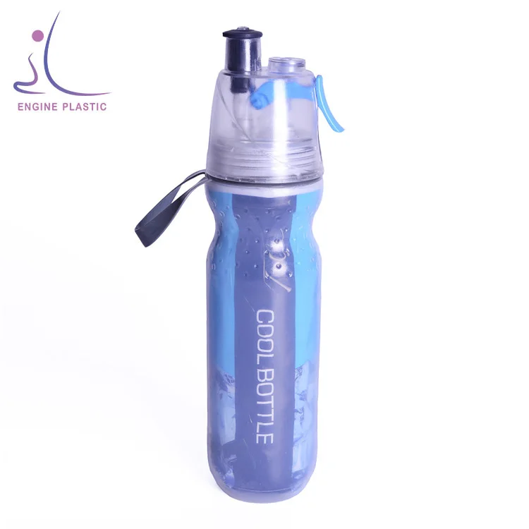 

High Quality 2in1 Outdoor Biking Sports Cool Down Double-layers Plastic Spray Water Bottles