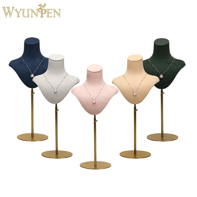 

WYP Factory Jewelry Display High End Metal Suede leather Necklace Bust jewelry display case