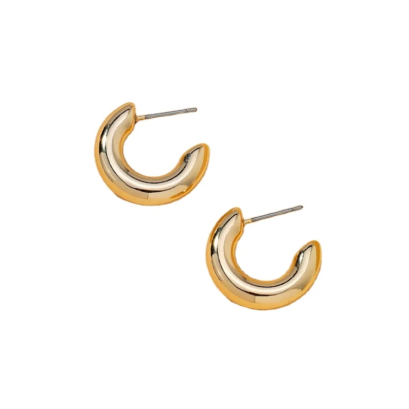 

2021 European and American Fashion Jewelry Wholesale Basic Metal Ear Hoop Earrings, Sliver and gold