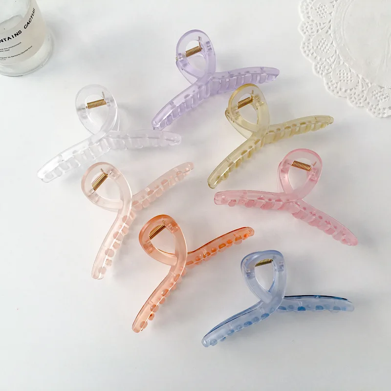 

JUHU 2021 candy color clear cross plush hairpins fashion cross girls summer hair accessories jewelry gifts wholesale, Colorful