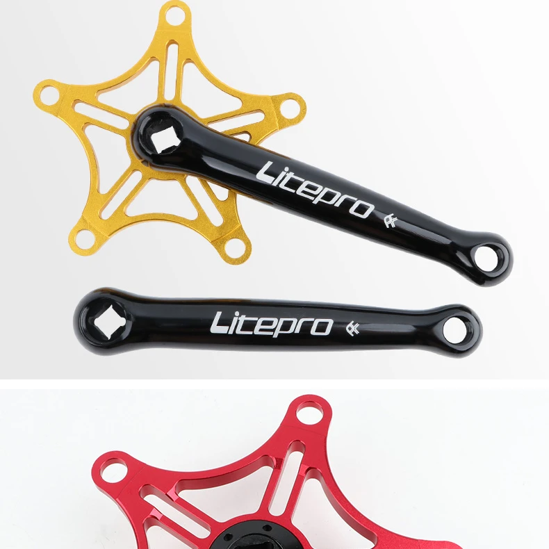 

Litepro folding bicycle crankset BCD130 square hole crank sprocket 46/48/50/52/54/56/58T Square hole crank bicycle accessories, Black/red/silver/gold/rainbow