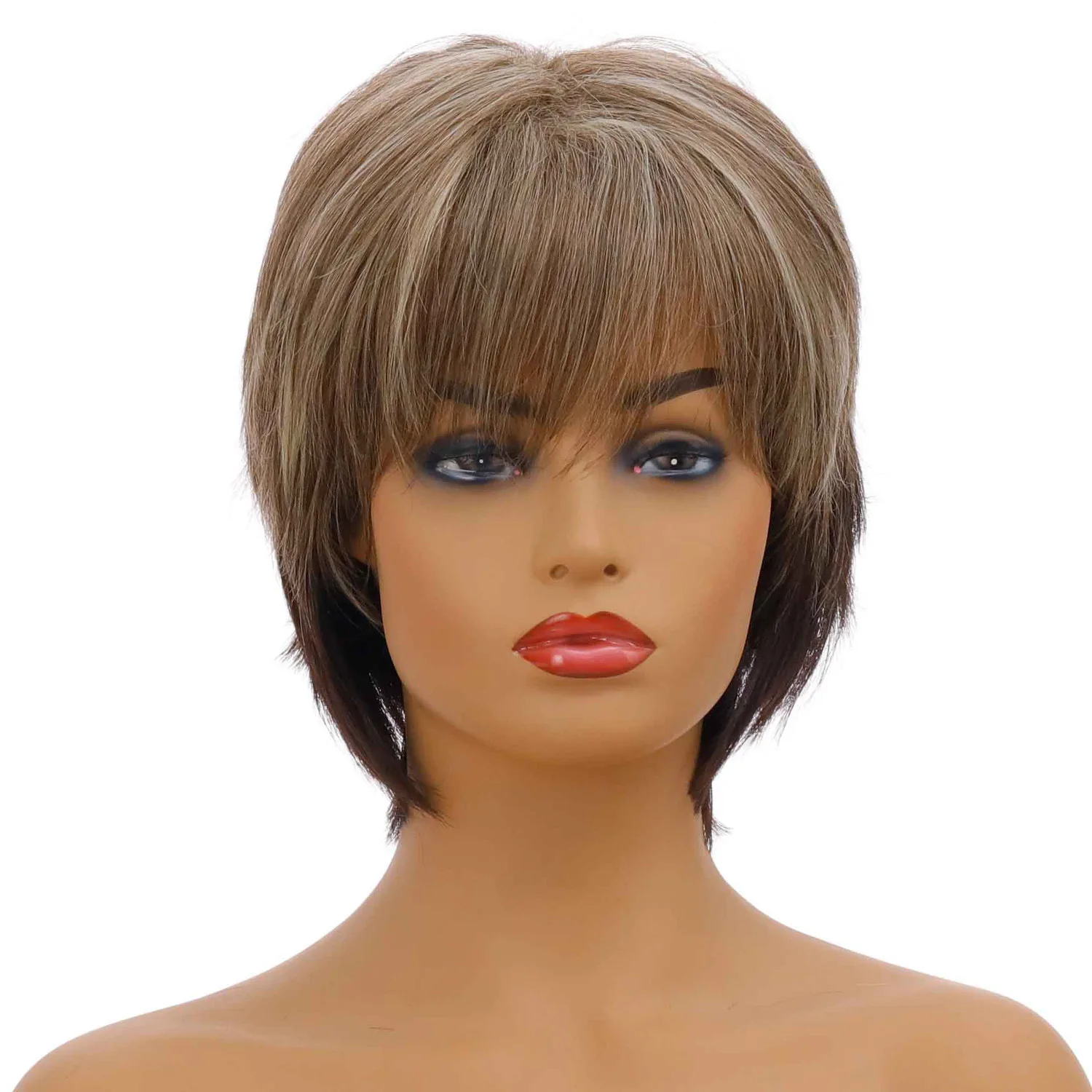

best selling productsSynthetic hair short Bob hair wig black women's best straight Bob blonde wig without glue-bonded lace front