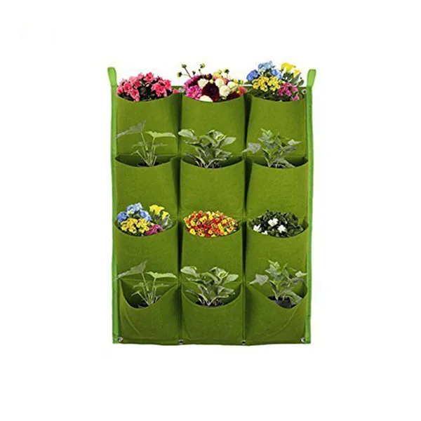 

Eco-friendly green field vertical wall mount hanging grow pots felt garden planter bags, Black or green