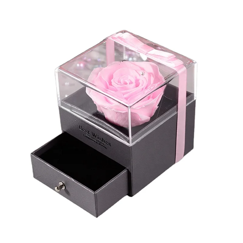 

2022 New trend hot selling gift eternal preserved rose in jewelry box gift for girlfriend