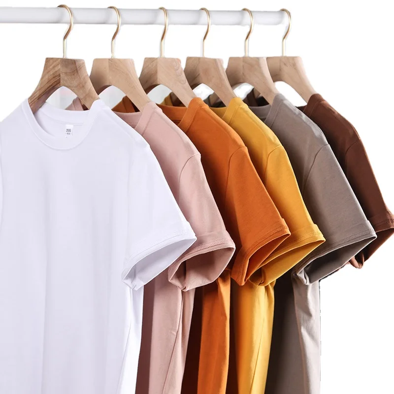 

Pure color Men's clothing loose 250g Popular logo White short sleeves plain 100% cotton t-shirt for men