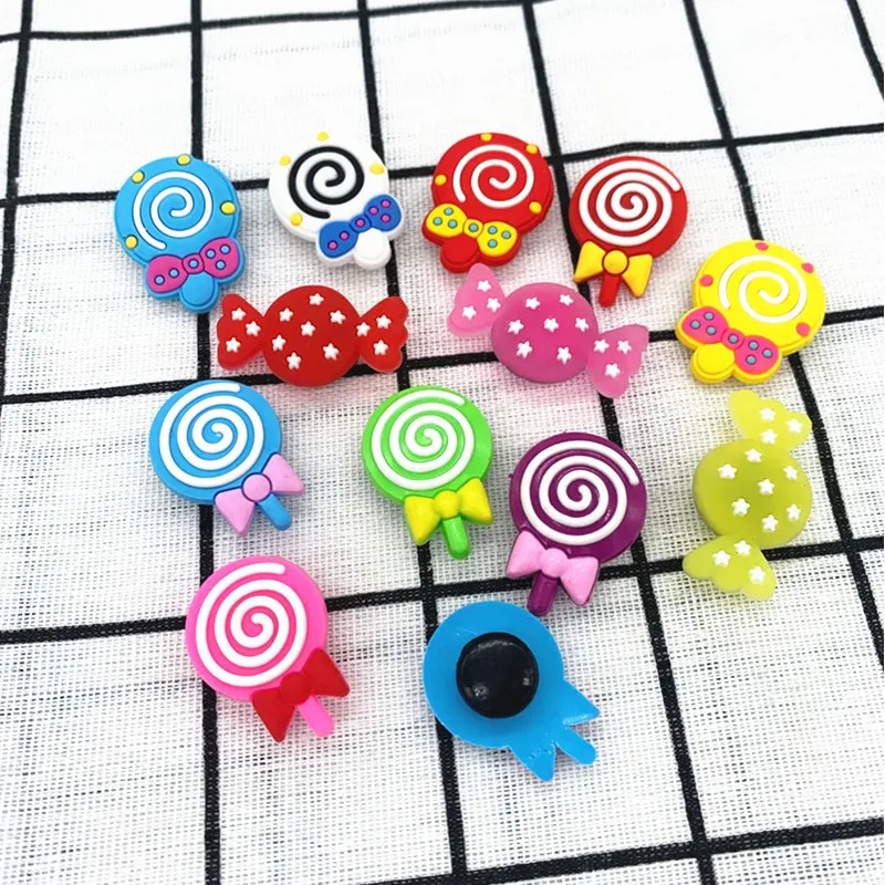 

Ready stock Lollipop pattern shoe decoration pvc rubber fashion shoe flower cute shoe charms for children, As picture/custom