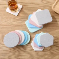 

custom eco friendly coffee diatomaceous earth coaster holder hexagon quick dry absorbent tea diatomite cup coasters for drink