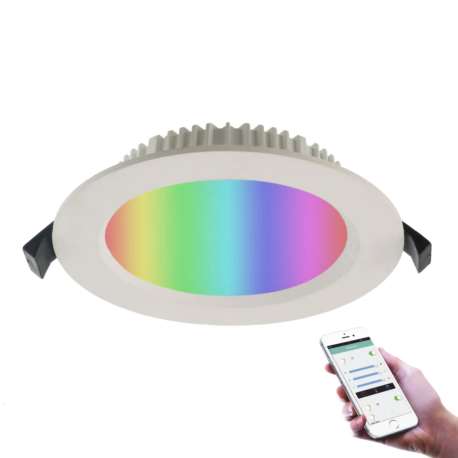 New Arrival Wireless Control  RGB and CCT Recessed Smart Dimmable Spotlight RGBCW Wifi Tuya Downlight with Google Home Alexa